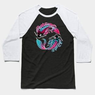Pink and Teal Koi Fish Baseball T-Shirt